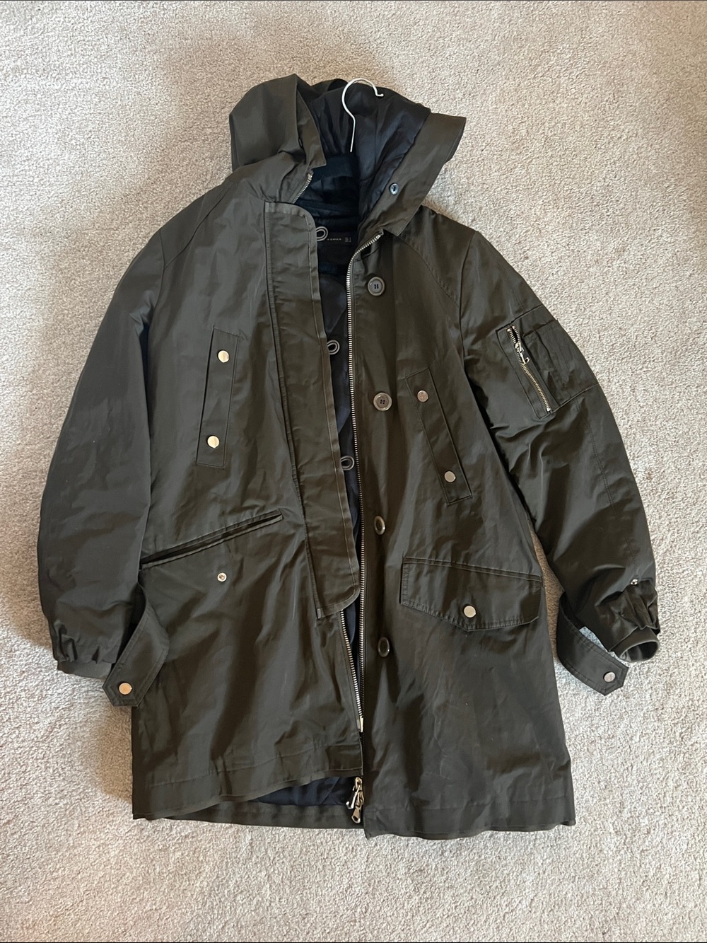Zara coat Parka Jacket Olive green hooded jacket